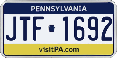 PA license plate JTF1692