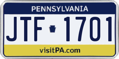 PA license plate JTF1701