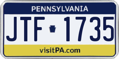 PA license plate JTF1735