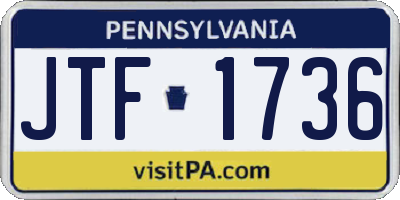 PA license plate JTF1736