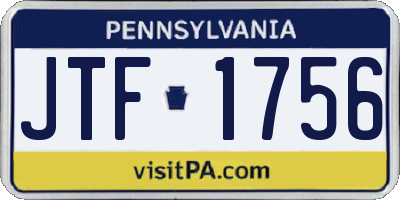 PA license plate JTF1756
