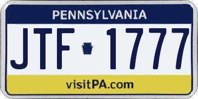 PA license plate JTF1777