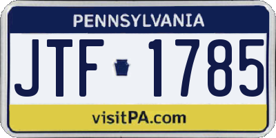 PA license plate JTF1785