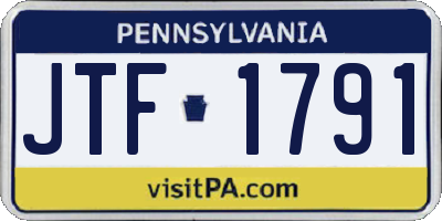PA license plate JTF1791