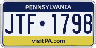 PA license plate JTF1798