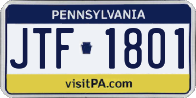 PA license plate JTF1801