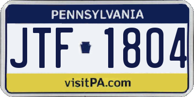 PA license plate JTF1804