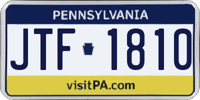 PA license plate JTF1810