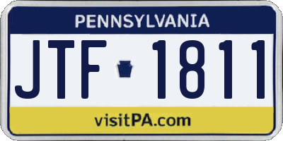 PA license plate JTF1811
