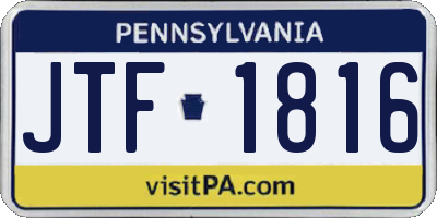 PA license plate JTF1816