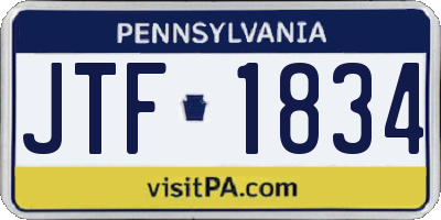 PA license plate JTF1834