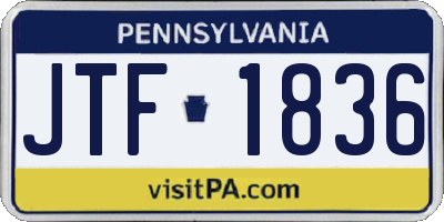 PA license plate JTF1836
