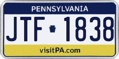PA license plate JTF1838