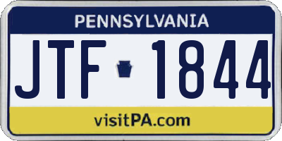 PA license plate JTF1844