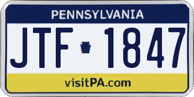 PA license plate JTF1847