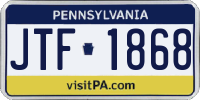 PA license plate JTF1868