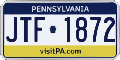 PA license plate JTF1872