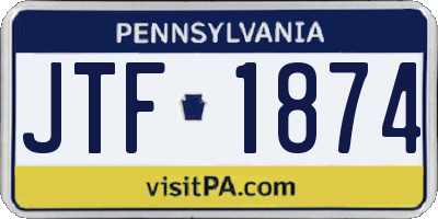 PA license plate JTF1874