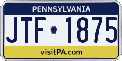 PA license plate JTF1875