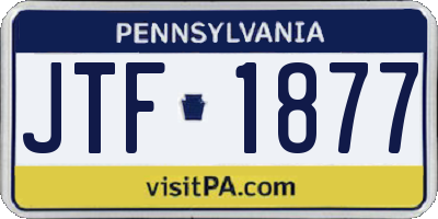 PA license plate JTF1877