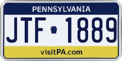 PA license plate JTF1889