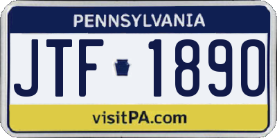 PA license plate JTF1890