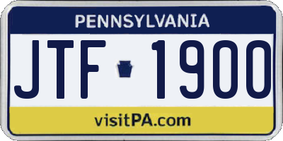 PA license plate JTF1900