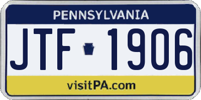 PA license plate JTF1906