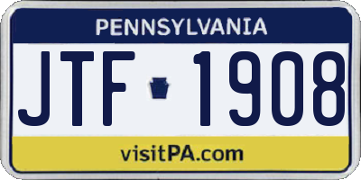 PA license plate JTF1908