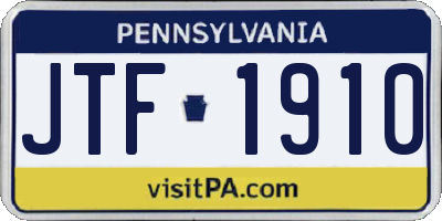 PA license plate JTF1910