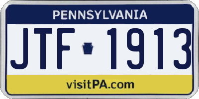PA license plate JTF1913