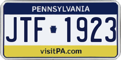 PA license plate JTF1923