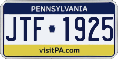 PA license plate JTF1925