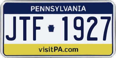 PA license plate JTF1927