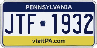 PA license plate JTF1932