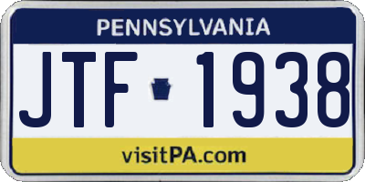 PA license plate JTF1938