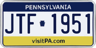 PA license plate JTF1951