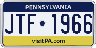 PA license plate JTF1966