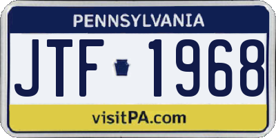 PA license plate JTF1968