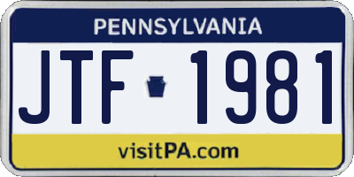 PA license plate JTF1981