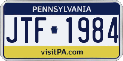 PA license plate JTF1984