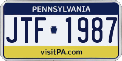 PA license plate JTF1987