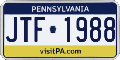 PA license plate JTF1988