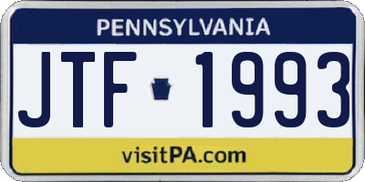 PA license plate JTF1993