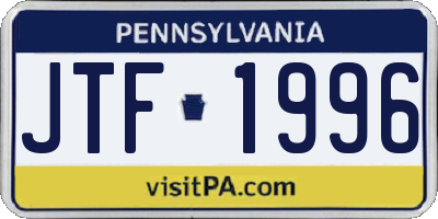 PA license plate JTF1996