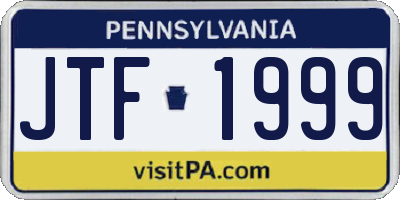 PA license plate JTF1999