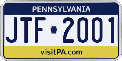 PA license plate JTF2001