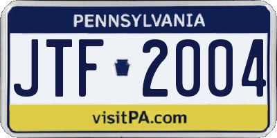 PA license plate JTF2004