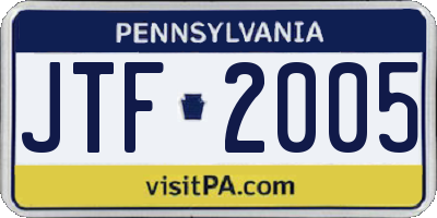 PA license plate JTF2005