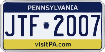 PA license plate JTF2007